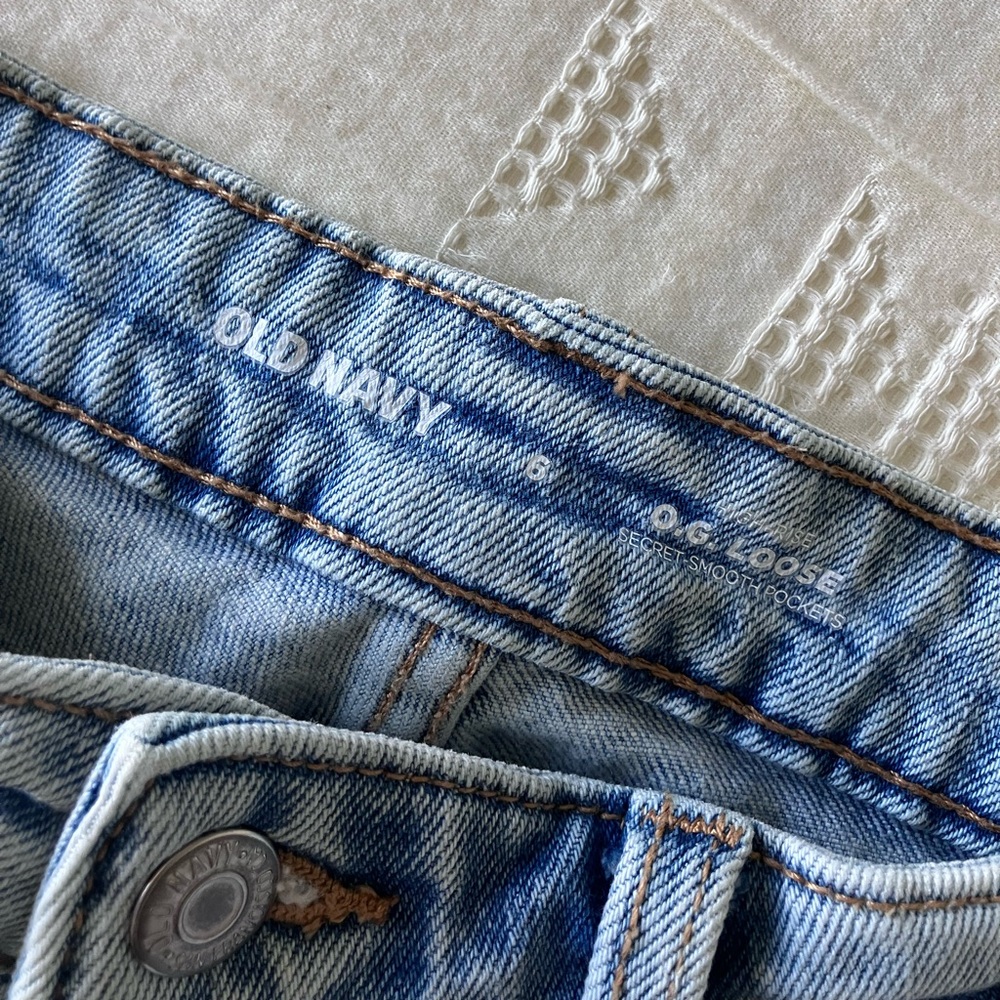 OLD NAVY O.G. Loose Wide Leg Light Wash High Rise Jeans Size 6 (measure 8-10) - Picture 10 of 11